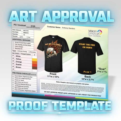 Proof Approval Template Screen Printing Embroidery HTV