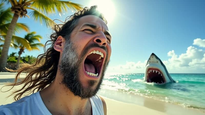 Action ai Designer Course Generated Thumbnail Stranded on a Shark Infested Island