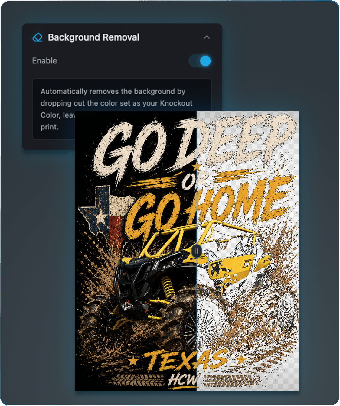 ActionSeps Removes Background to Prepare DTF and DTG prints