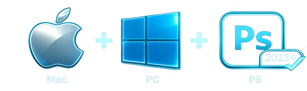 ActionSeps™ DTX Live PS works with Photoshop versions 23 or newer on Both Mac and PC.