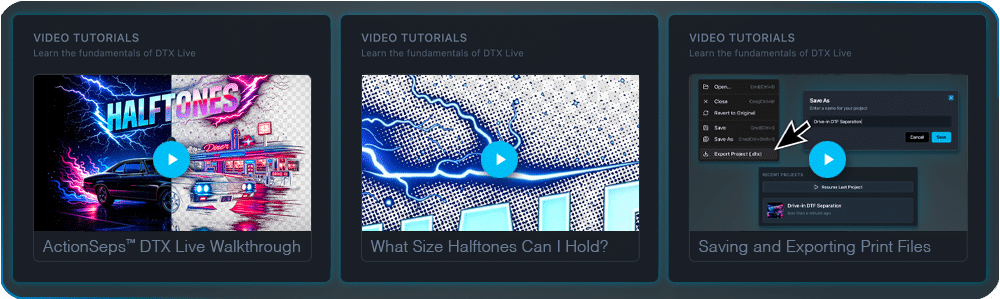 ActionSeps DTX Live DTF and DTG separation web app training videos