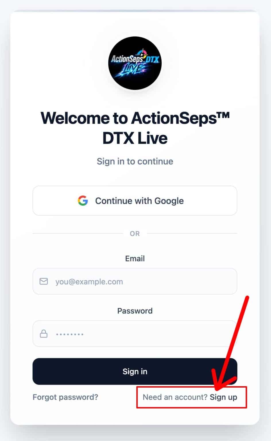 ActionSeps™ DTX Live Web App Quick Start Guide
